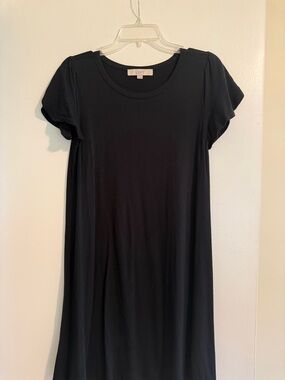 LOFT Black Short Sleeve Casual Dress